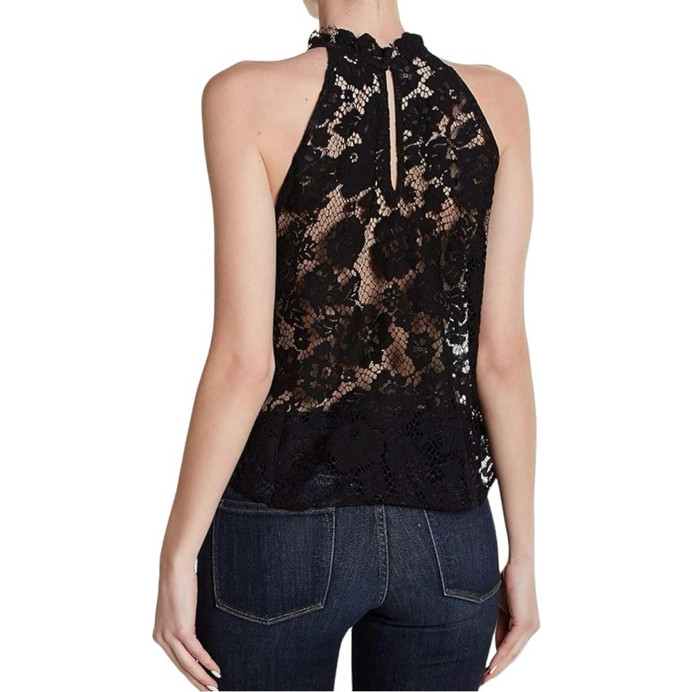Free People Black Sweat Meadow Dreams High Neck Lace Top - Picture 2 of 8